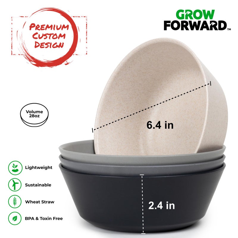 Grow Forward Premium Wheat Straw Plates and Bowls Sets - 8-Piece Wheat Straw Dinnerware Sets - Unbreakable & Reusable Microwave Safe Plastic Dinner Plates for Outdoors  RV  Camping Dishes - Moonlight - Image 4